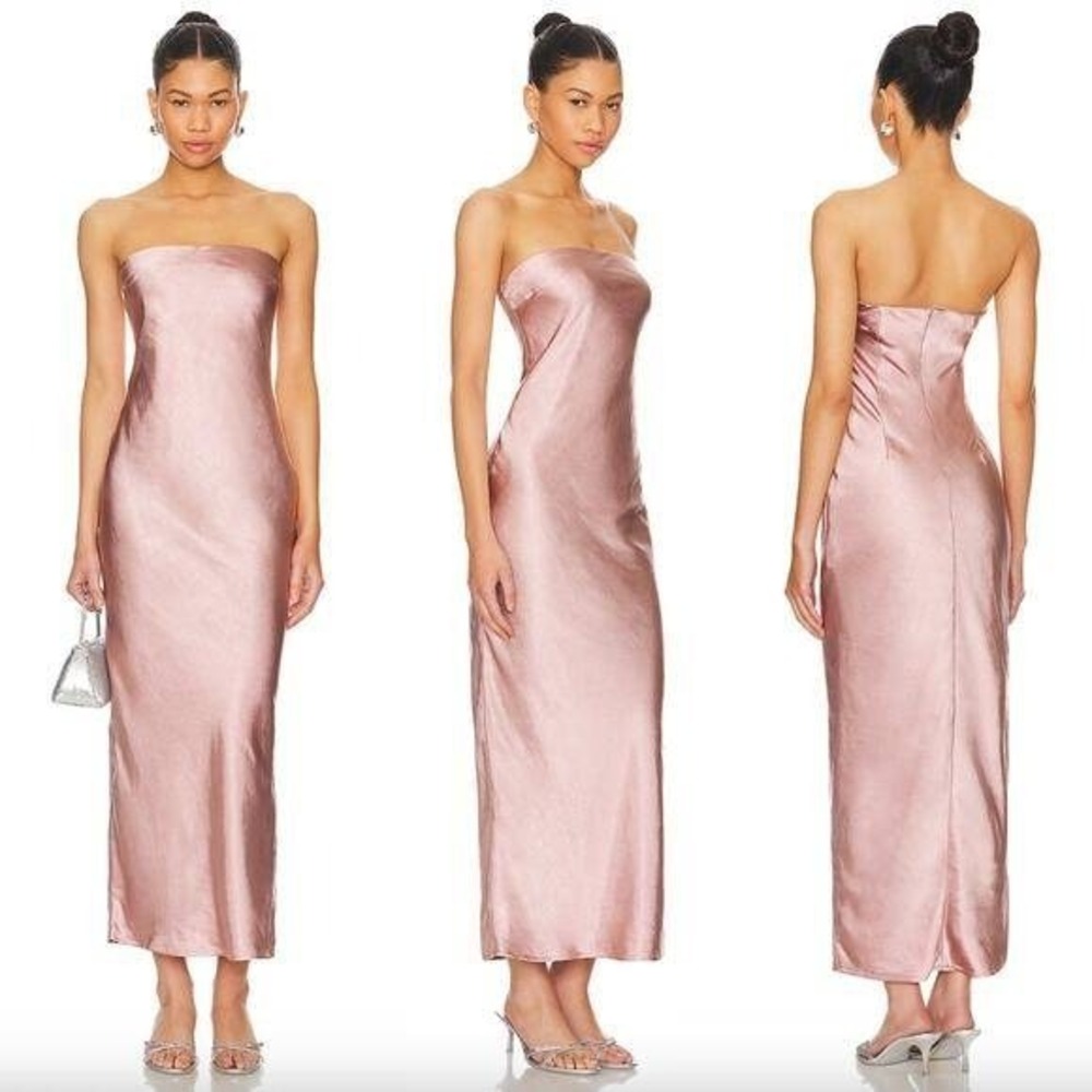 MORE TO COME | NWT Emma Strapless Maxi Dress in Blush Satin XL - Picture 2 of 12